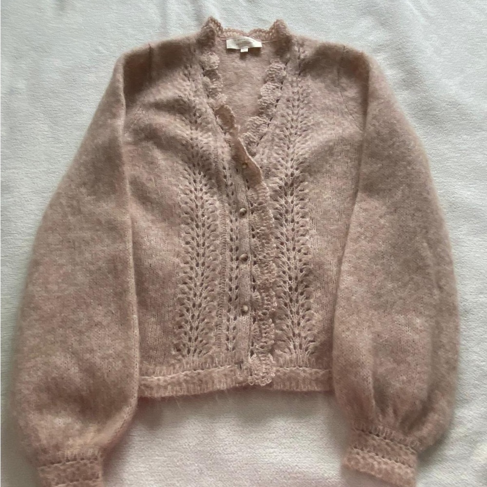 Sezane Soft Pink Cardigan Sweater